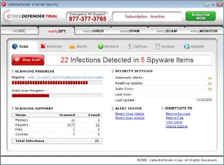 CyberDefender Early Detection Center screenshot